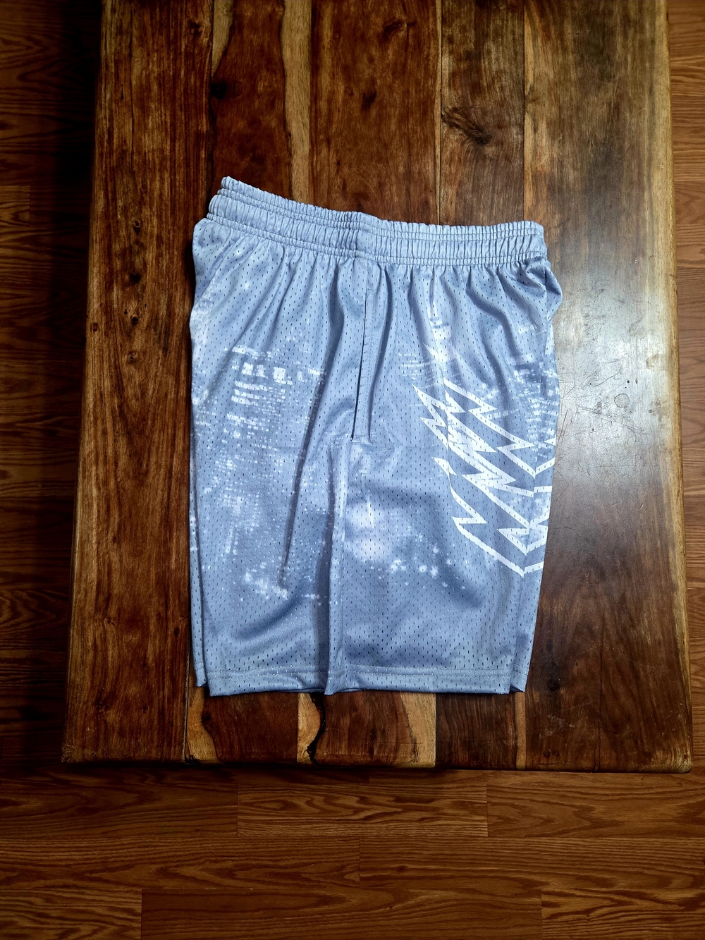 Corrupted Creative Men's Light Blue Athletic Mesh Shorts - Picture 7 of 8